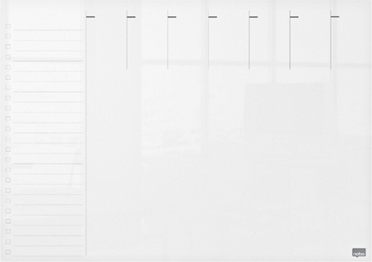 Nobo dry erase mini A3 whiteboard - ugeplanlægger - 297 x 420 mm - inklusive tusch - gennemsigtig akryl