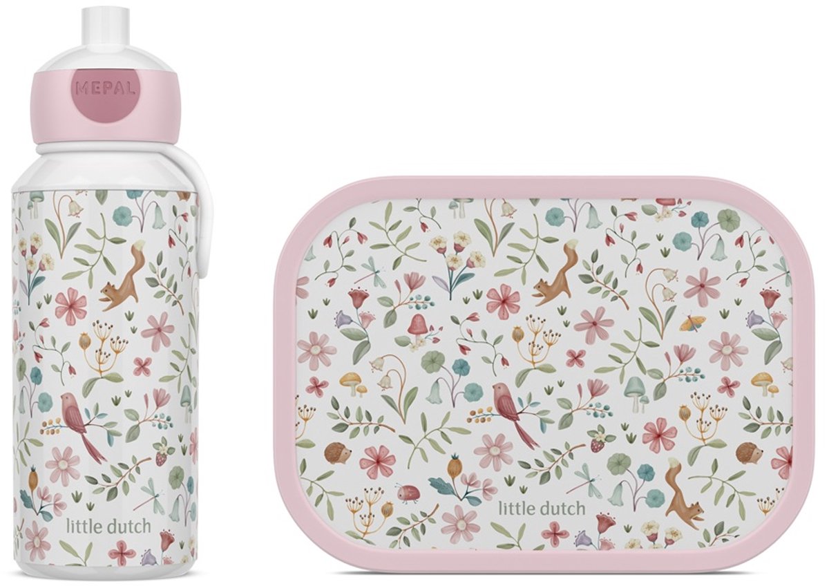 Mepal lunchset (pop-up fles lunchbox) campus little dutch - 400 + 750 ml - broodtrommel en drinkbeker voor kinderen - bento box - pop-up drinkfles - fairy wonders