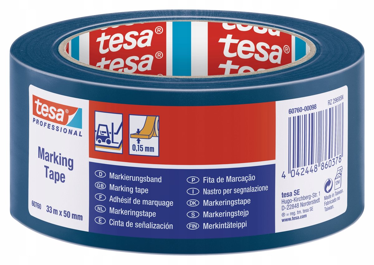 Tesa flex® - advarselstape - blå - 33m - 50mm