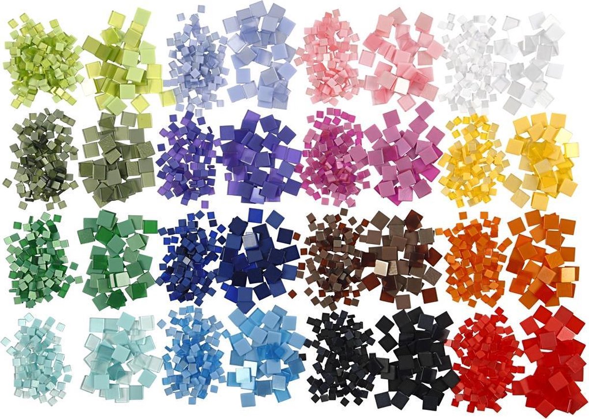 Https: www.cchobby.nl mini-mosaik-størrelse-5x5-10x10-mm-tykkelse-2-mm-800-gr-32x25-gr-1-boks