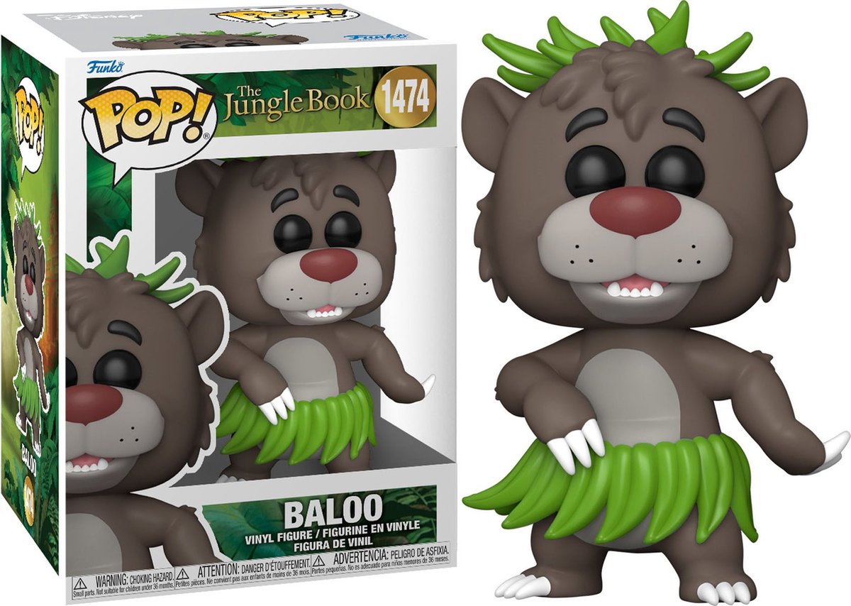 Jungle book baloo vinyl figur 1474 funko pop! flerfarvet