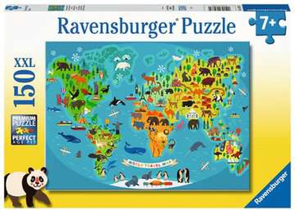 Ravensburger puslespil dyreverdenskort - puslespil - 150 brikker