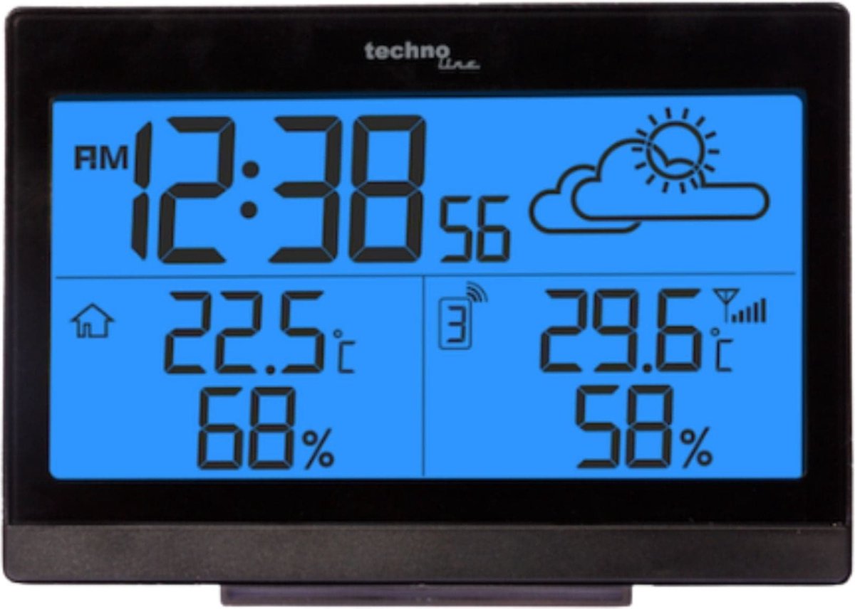 Technoline vejrstation - ws 9252 - 140x100x47mm - sort - med 1 udendørs sensor 50m - tl-ws9252