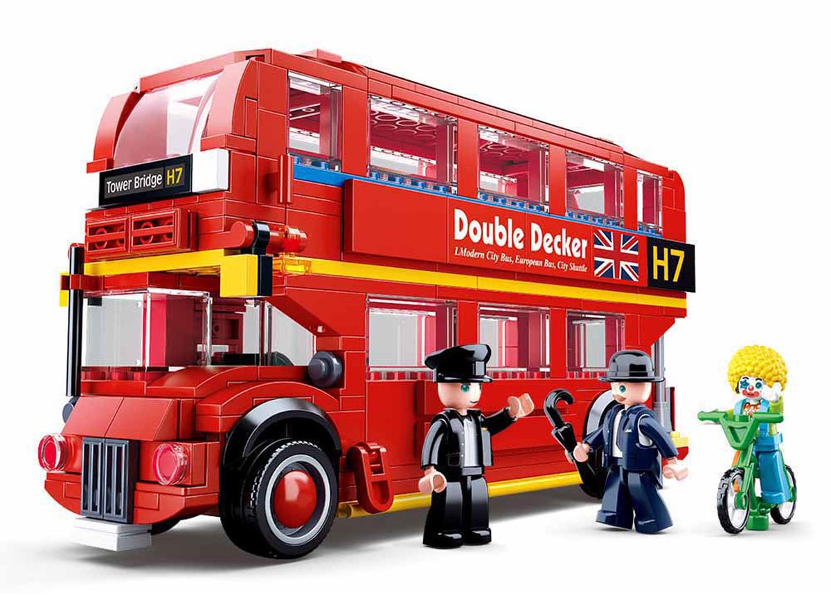 Sluban modelbricks london dobbeltdækker bus byggelegetøj - byggelegetøj - byggesæt med 382 byggeklodser - m38-b0708 - fra 6 år
