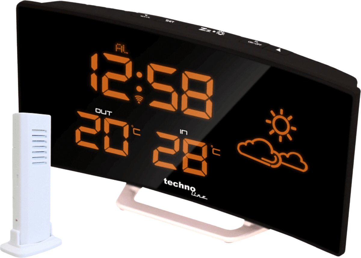 Nexttime stort buet digitalt display indendørs termometer hygrometer vejrstation - technoline ws6832