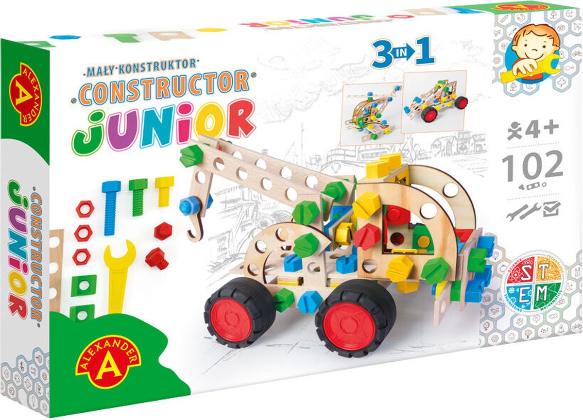 Alexander legetøj constructor junior - 3×1 – trækvogn - 102stk