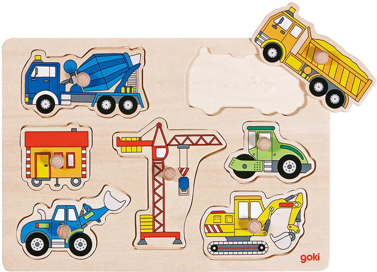 Goki Wooden Nick Puzzle - Arbejdskøretøjer