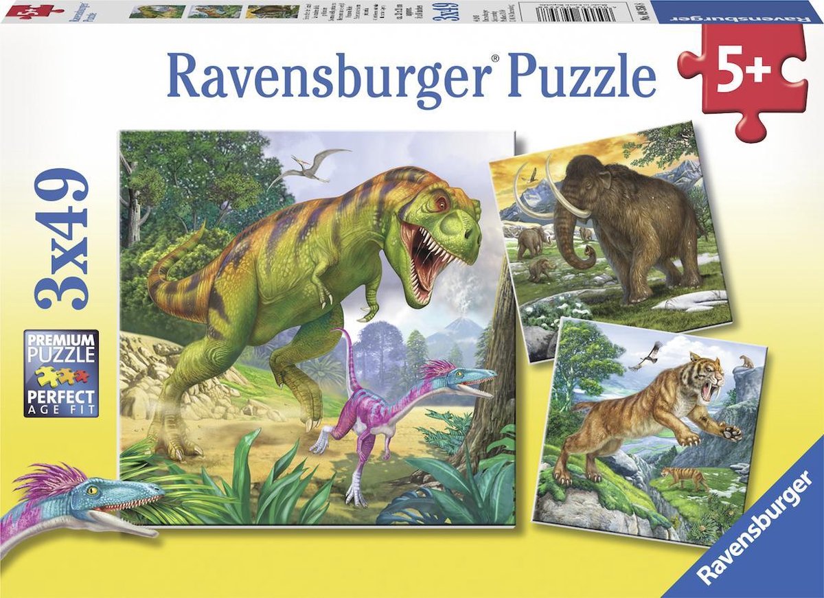 Ravensburger herskere fra forhistorisk tid - tre puslespil af 49 brikker