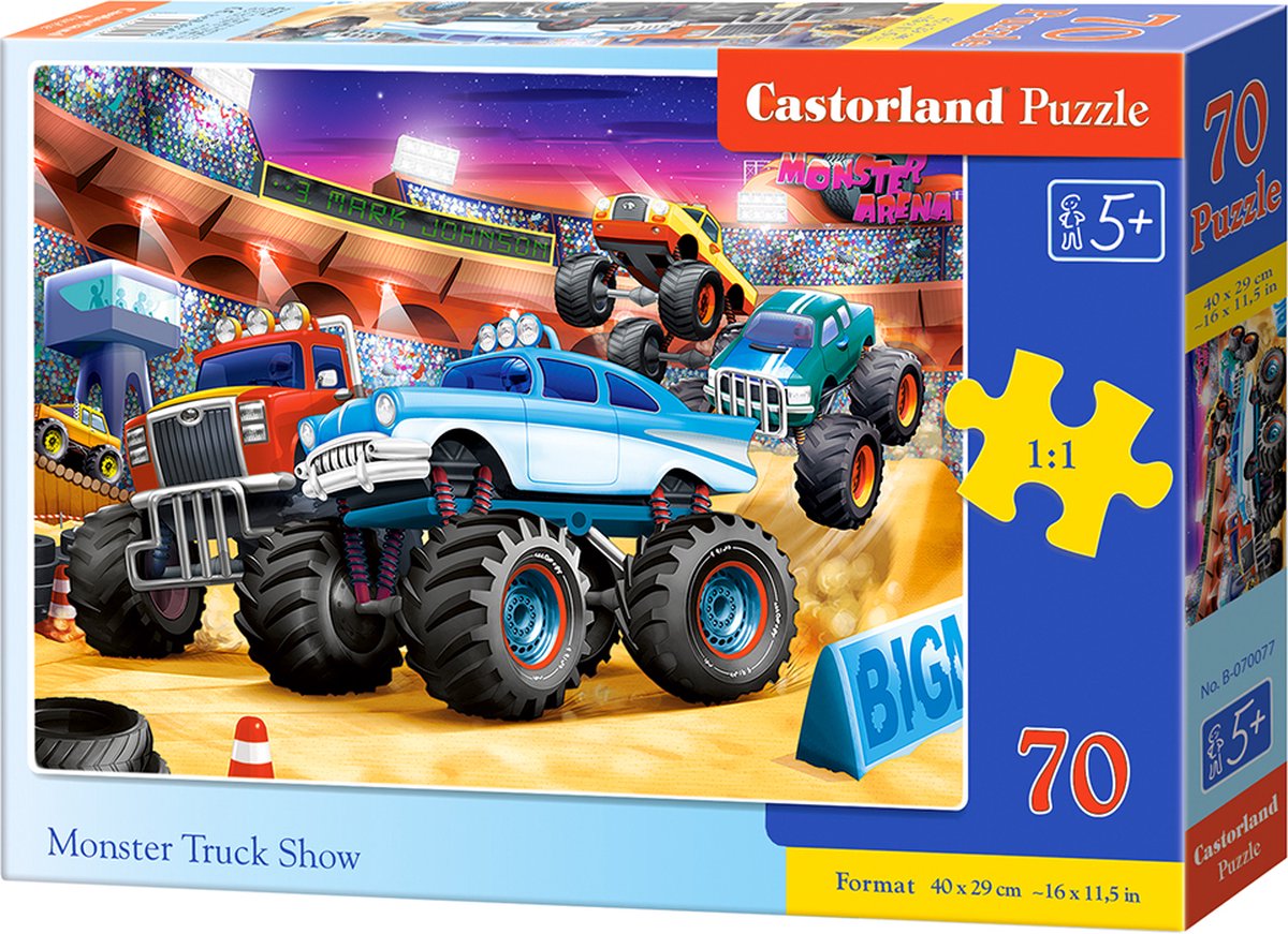 Castorland monster truck show – puslespil – 70 brikker – køretøjer – førsteklasses kvalitet