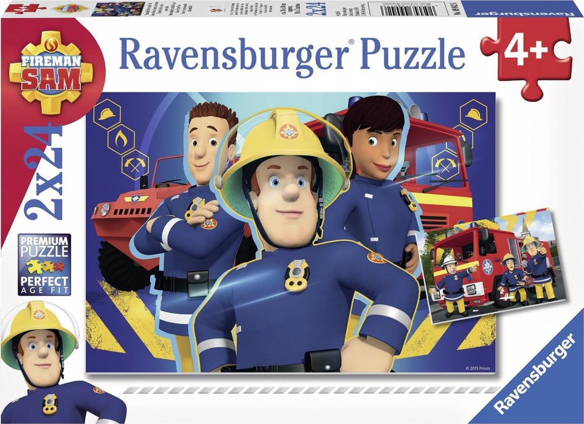 Ravensburger puslespil brandmand Sam hjælper dig ud af ilden - 2x24 brikker - børnepuslespil