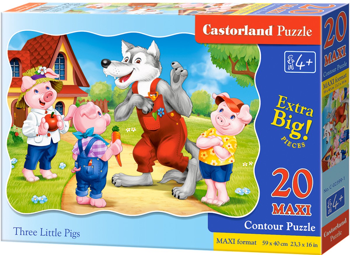 Castorland puslespil 20 maxi tre små grise
