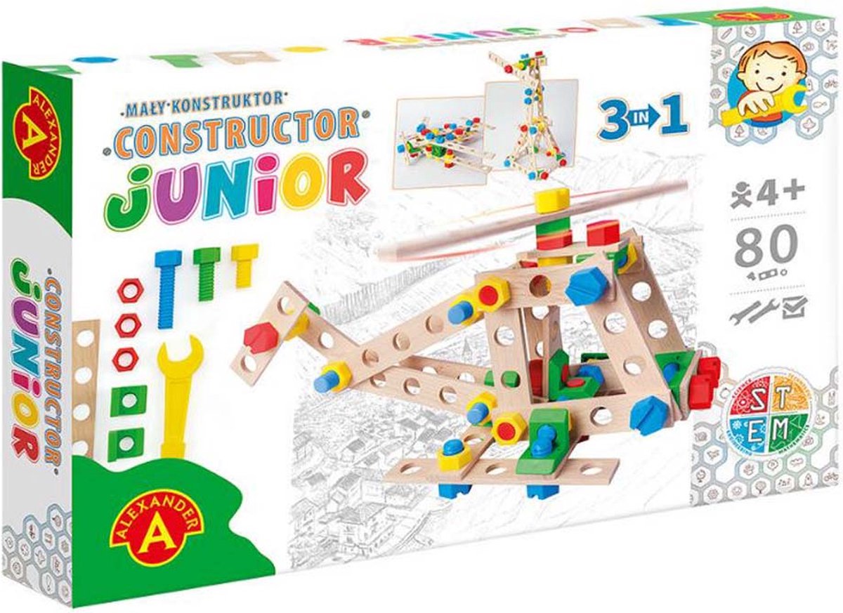Alexander legetøj konstruktør junior - 3×1 - helikopter - 80 stk