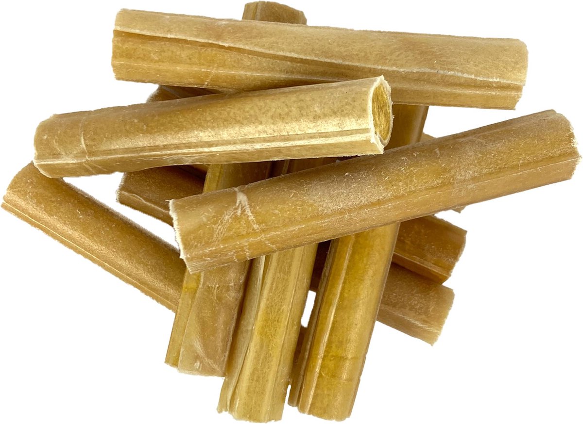 Petsnack - hundesnack - presset tyggepind med kylling - tørret bøffelskind - 12,5 cm - 25 stk.