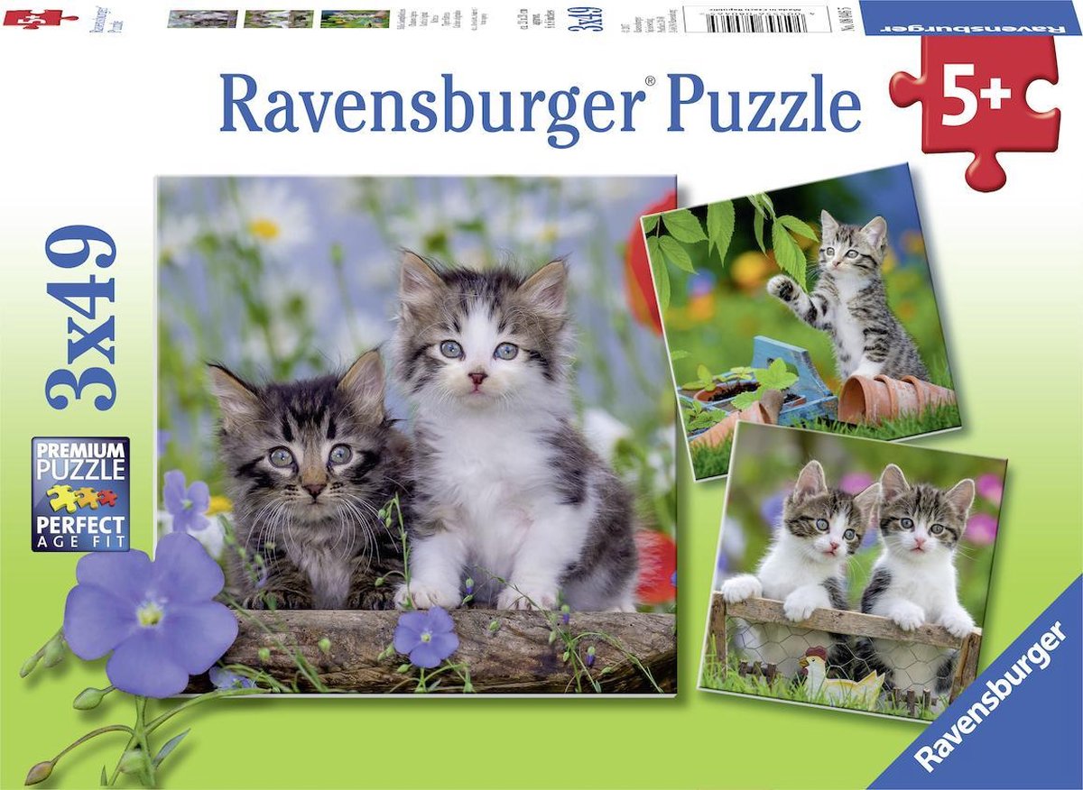 Ravensburger puslespil katte - 3x49 brikker - børnepuslespil