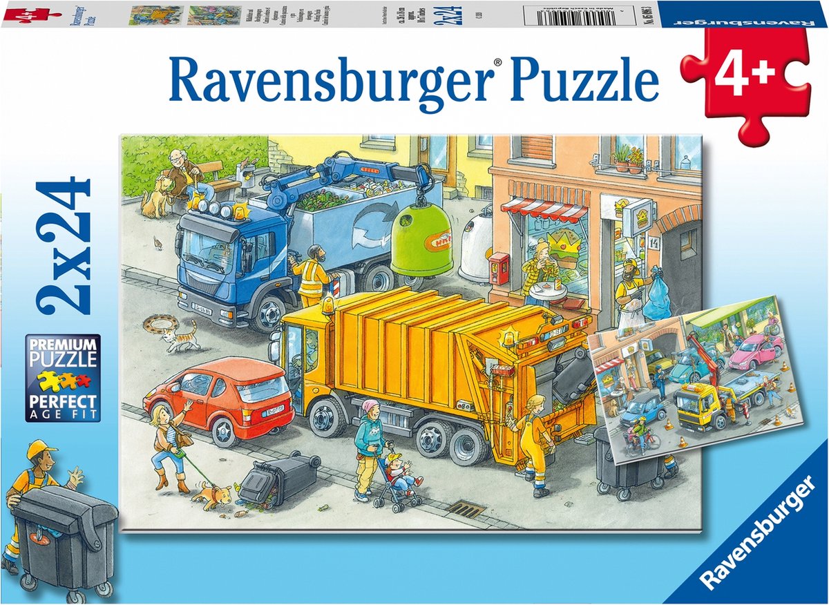 Ravensburger skralde- og trækvognspuslespil - 2 x 24 brikker