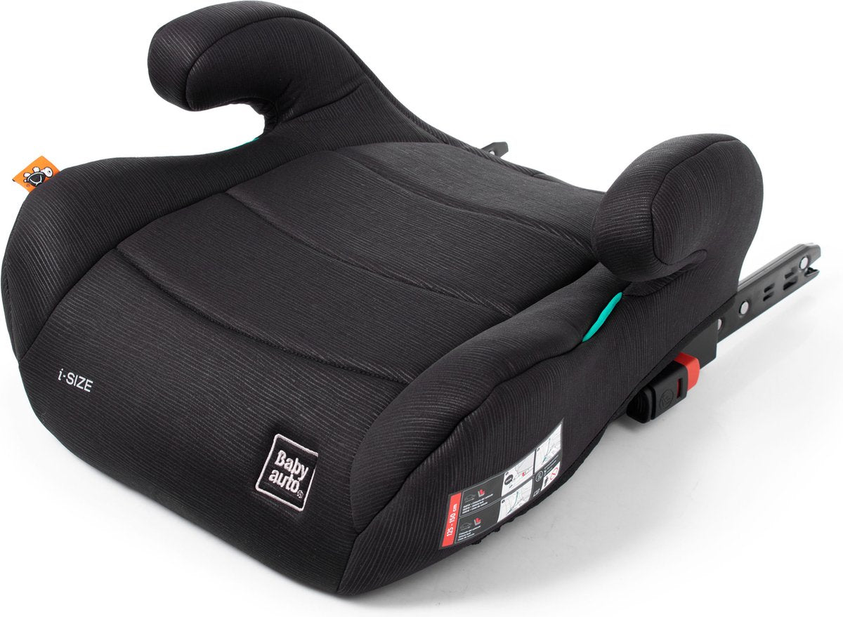 Baby car nauna - selepude med isofix - selepude - selepude - autostol - sele fra 7 til 12 år - 22 til 36 kg - sort
