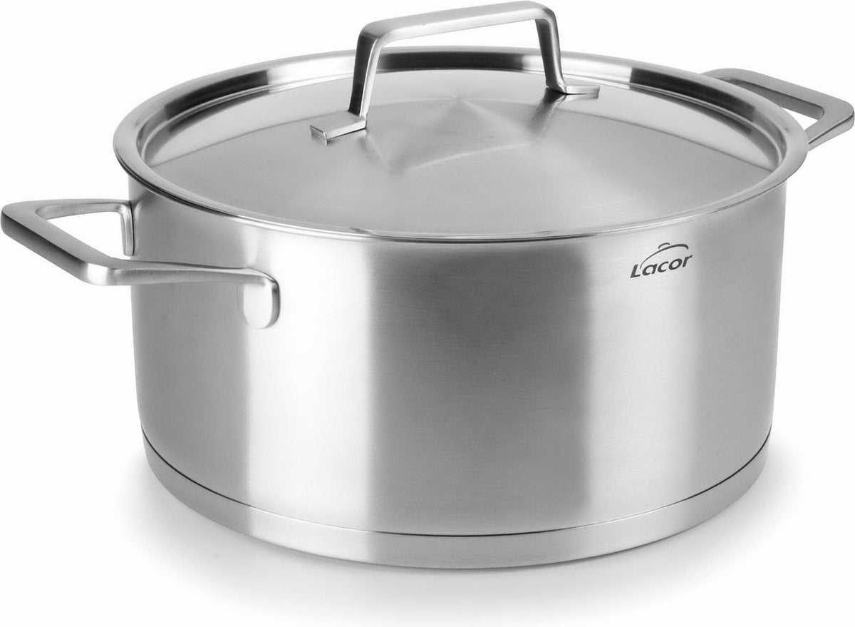 Lacor foodie kogepande med låg - rustfrit stål - 5 liter - 24cm