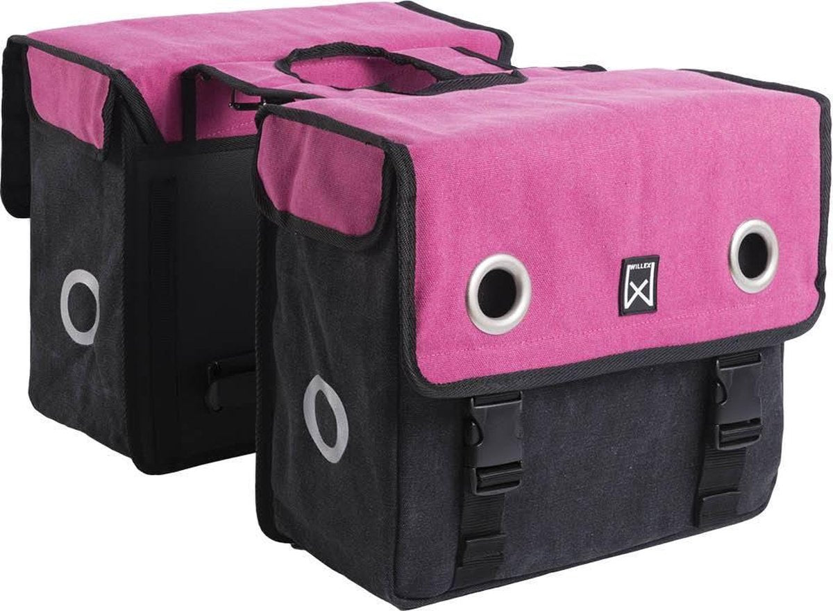 Willex kanvas dobbelt taske pink sort