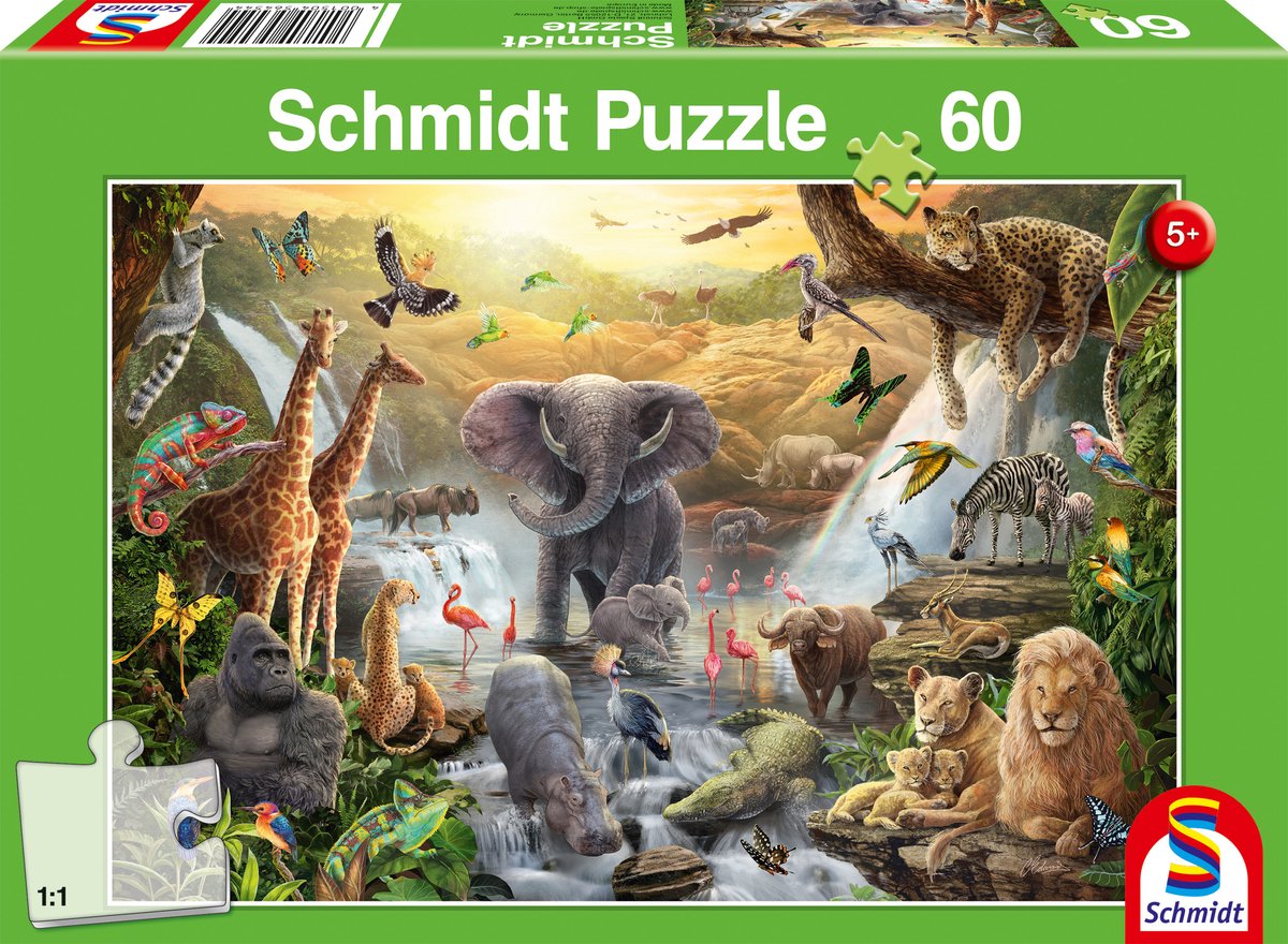Schmidt - puslespil - dyr i Afrika - 60 brikker - børn - fra 5 år