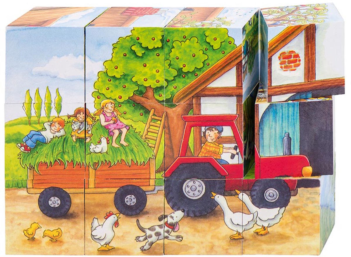 Goki Wood Block Puzzle -sæsoner på gården, 12 ..
