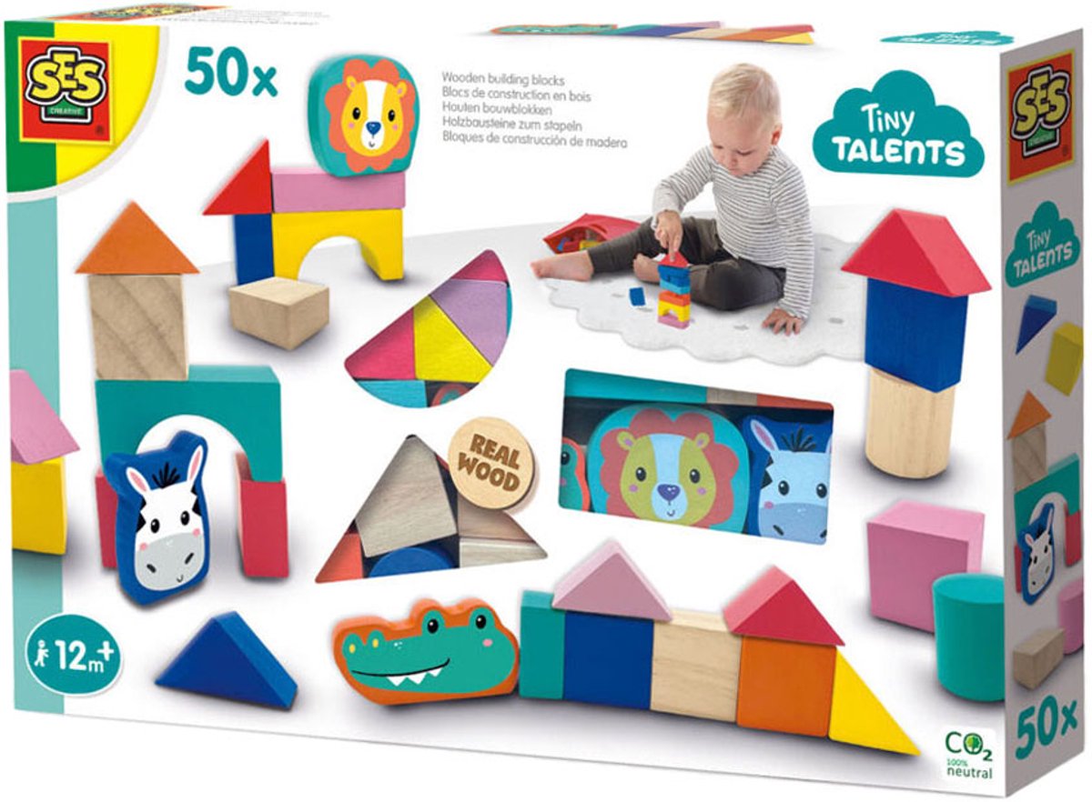 Ses tiny talents træbyggeklodser
