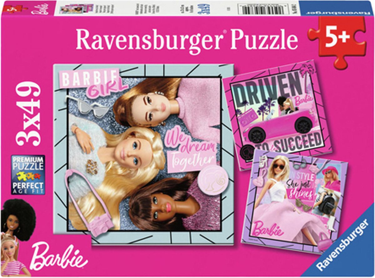 Ravensburger puslespil barbie - puslespil - 3x49 brikker