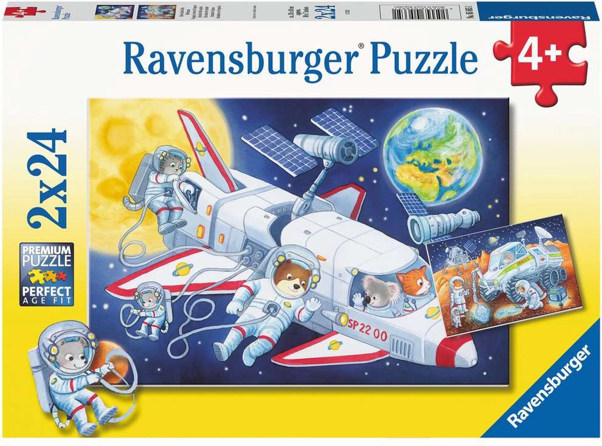 Ravensburger puslespil dyr i rummet - puslespil - 2x24 brikker