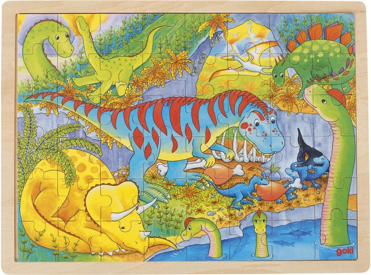 Goki Wooden Jigsaw Puzzle - Dino's, 48 ..