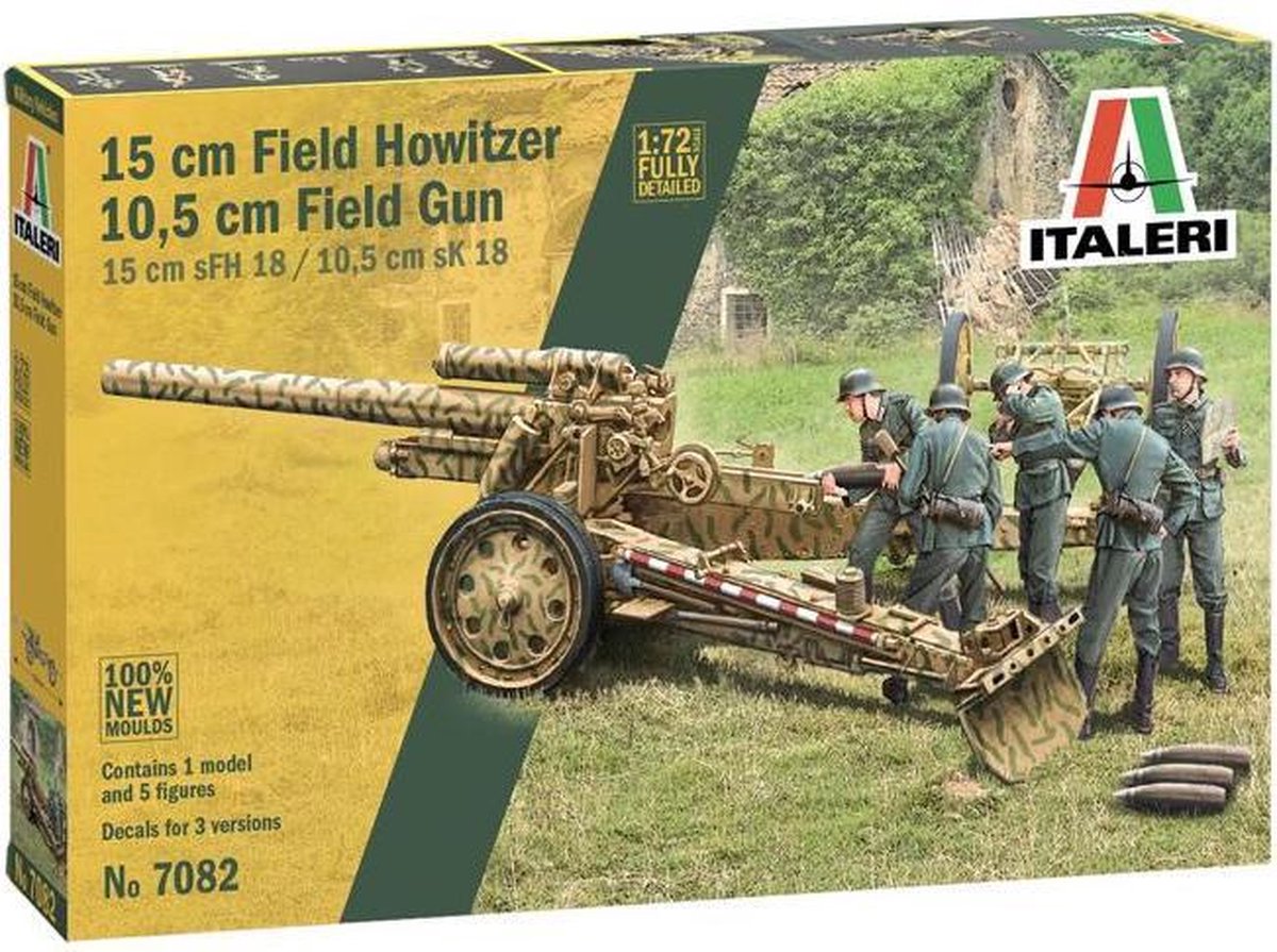 Italeri model kit military vehicles - 7082 15 cm field howitzer 10.5 cm field gun plastic - 1:72 - model making