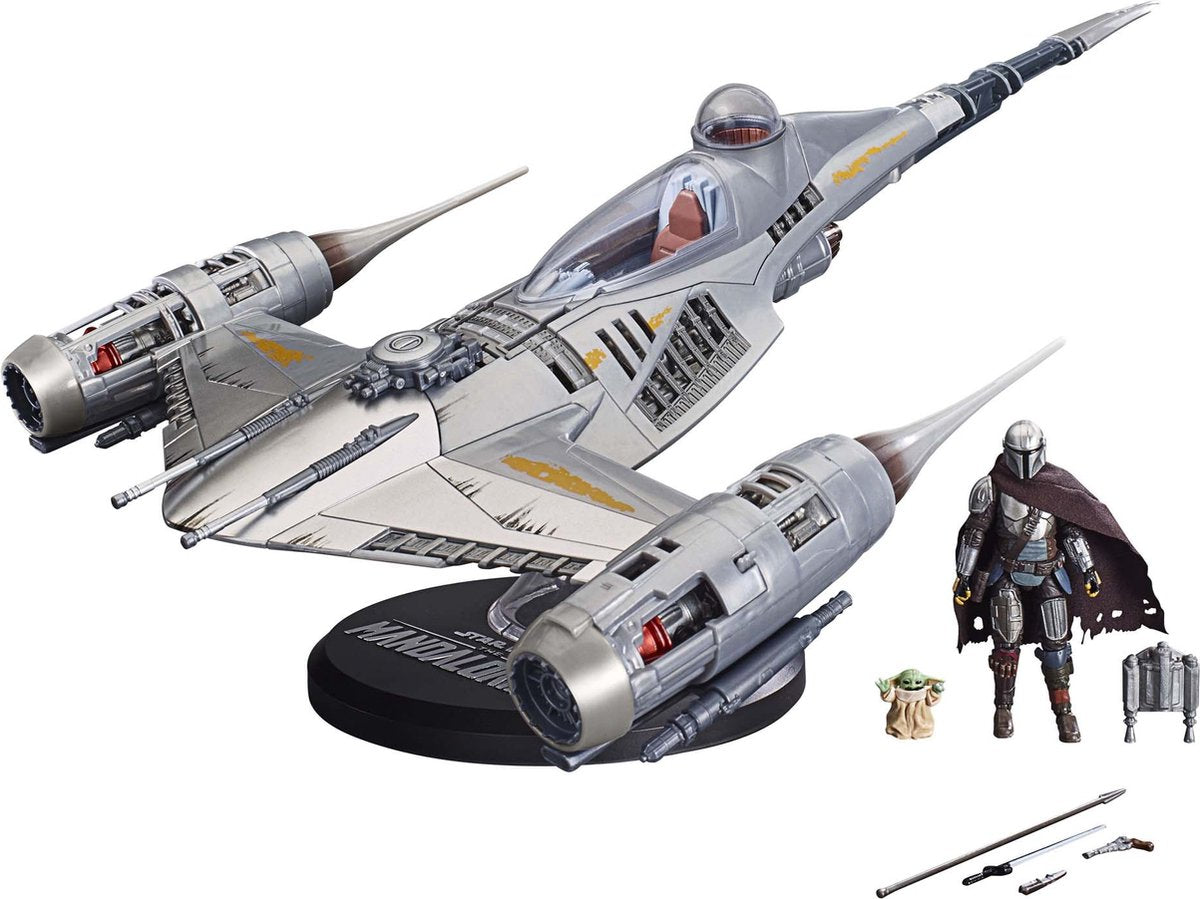 Hasbro mandalorian n-1 starfighter mandalorian star wars figur sølv