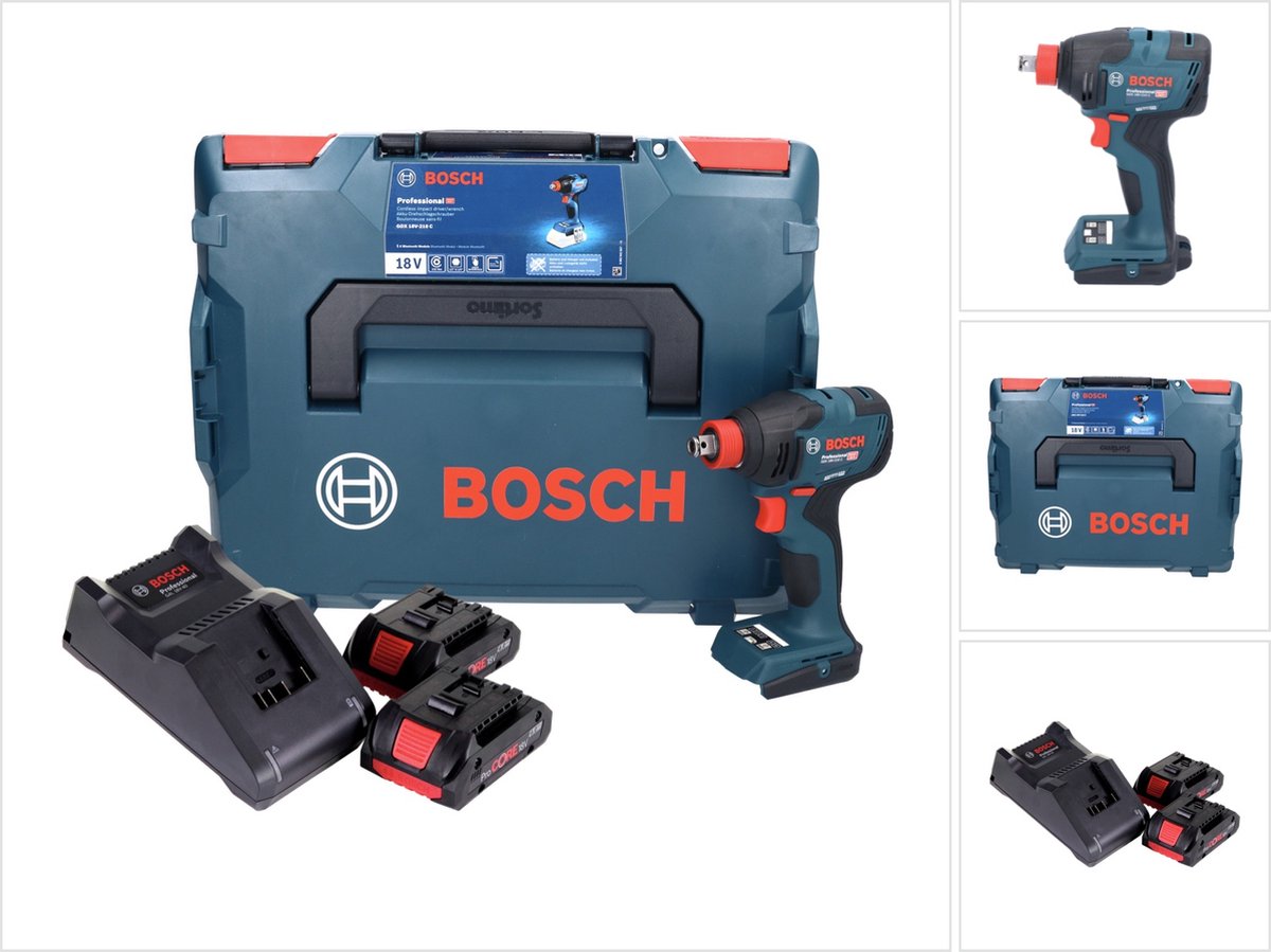Bosch professional gdx 18v-210 c akku slagnøgle procore 18v 4.0ah (2x) i l-boxx - 06019j0203