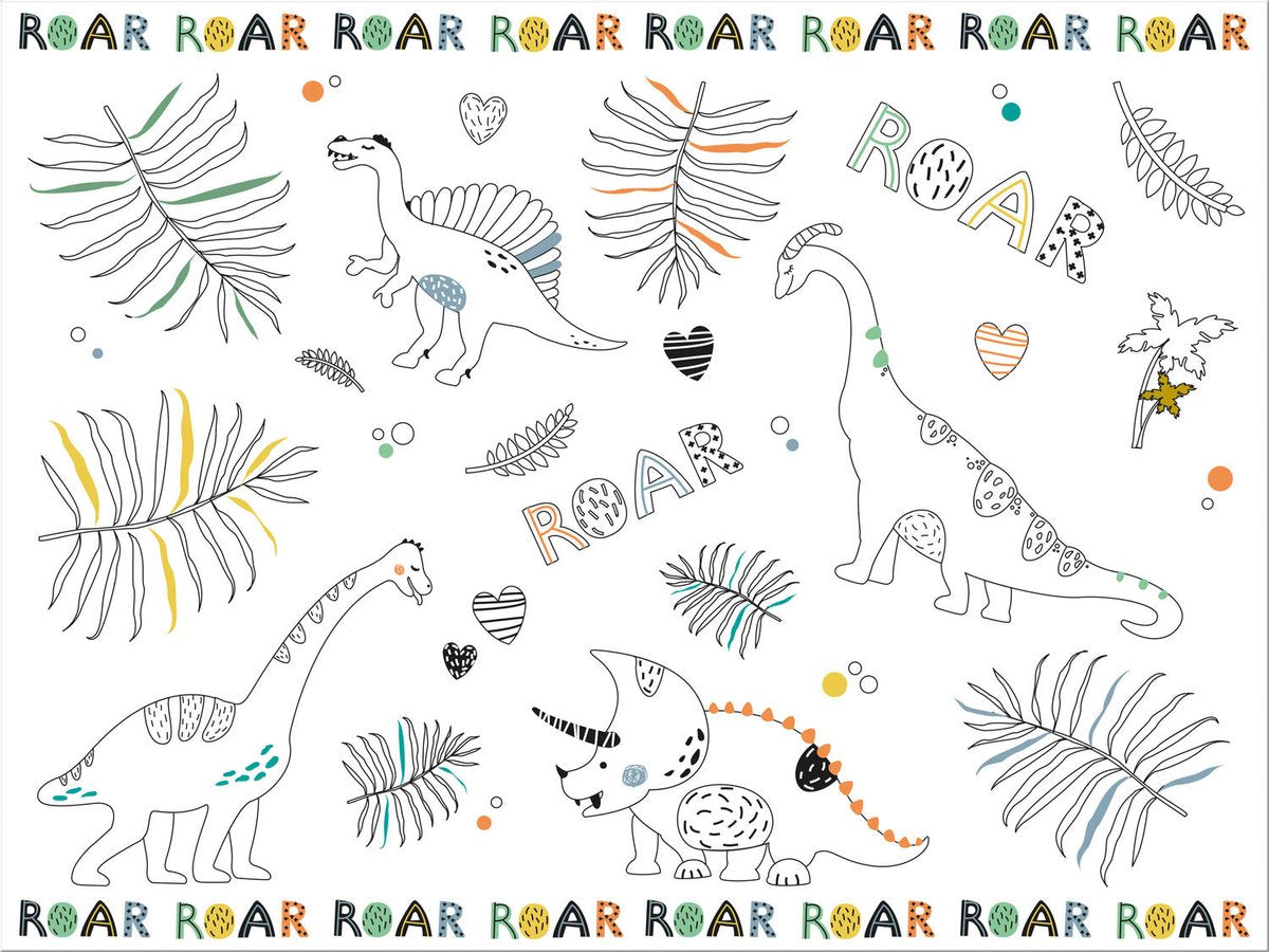 Folat maleark dækkeserviet dino roars, 6 stk.