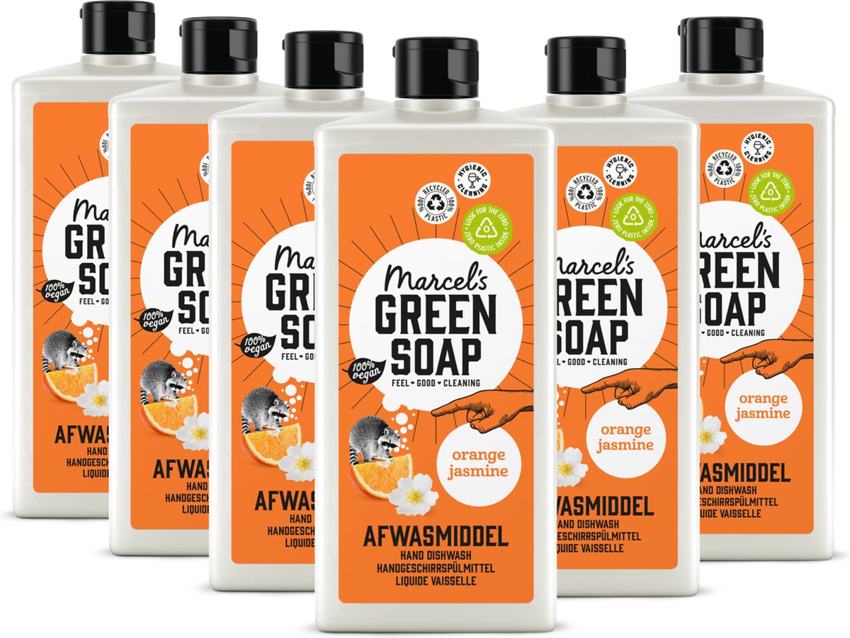 Marcel's green soap afwasmiddel - sinaasappel jasmijn - 6 x 500ml