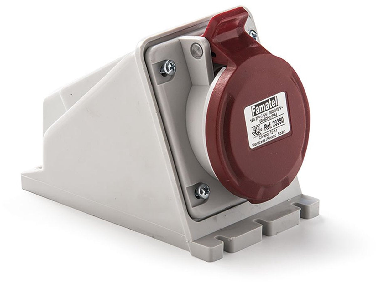 Famatel 23393 3p+n+t ip44 overfladebase 32a 380v rød