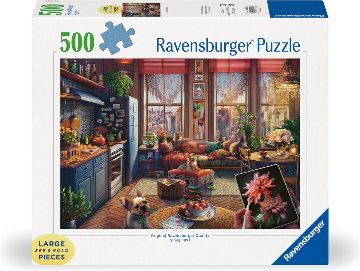 Ravensburger puslespil hyggeligt boho studie - puslespil - 500 storformatbrikker