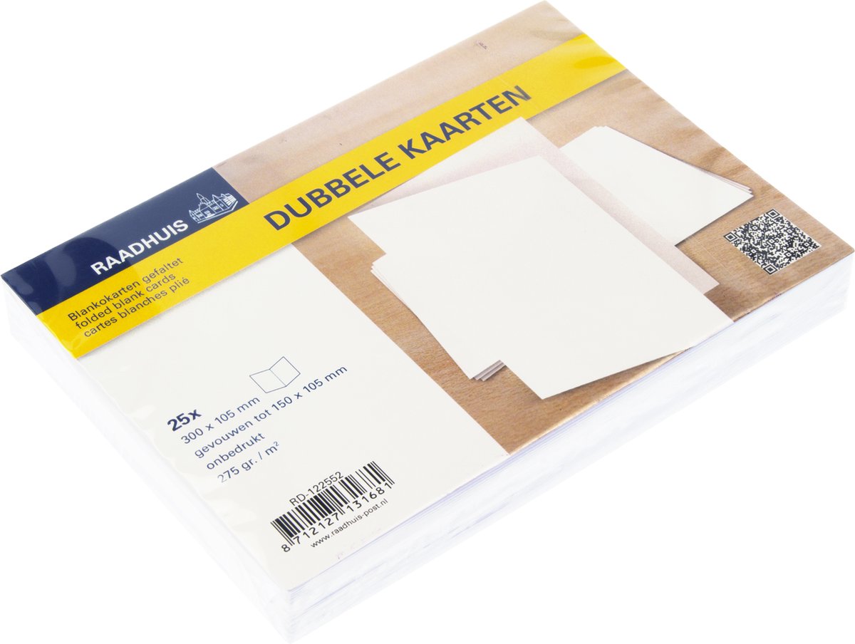 Kangaro dubbele kaarten - 105x150mm - 300 grams - wit - 25 stuks