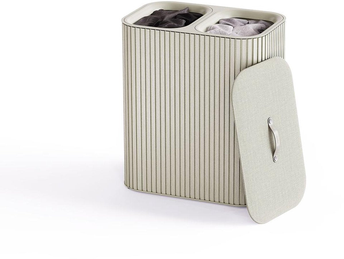Joseph joseph tota twin luksus vasketøjskurv 2x45 liter bambus - ecru