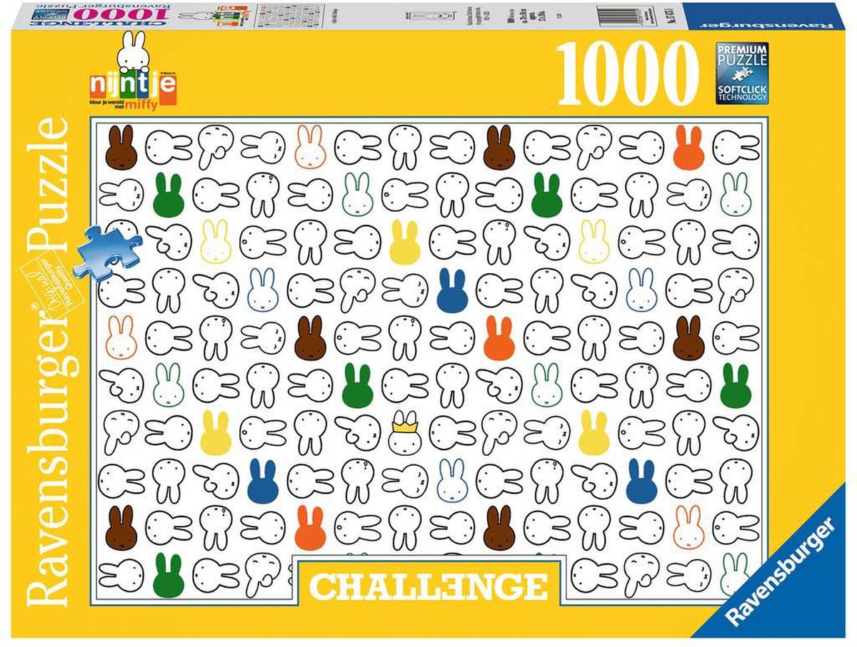 Ravensburger udfordringspuslespil Miffy, 1000 stk.