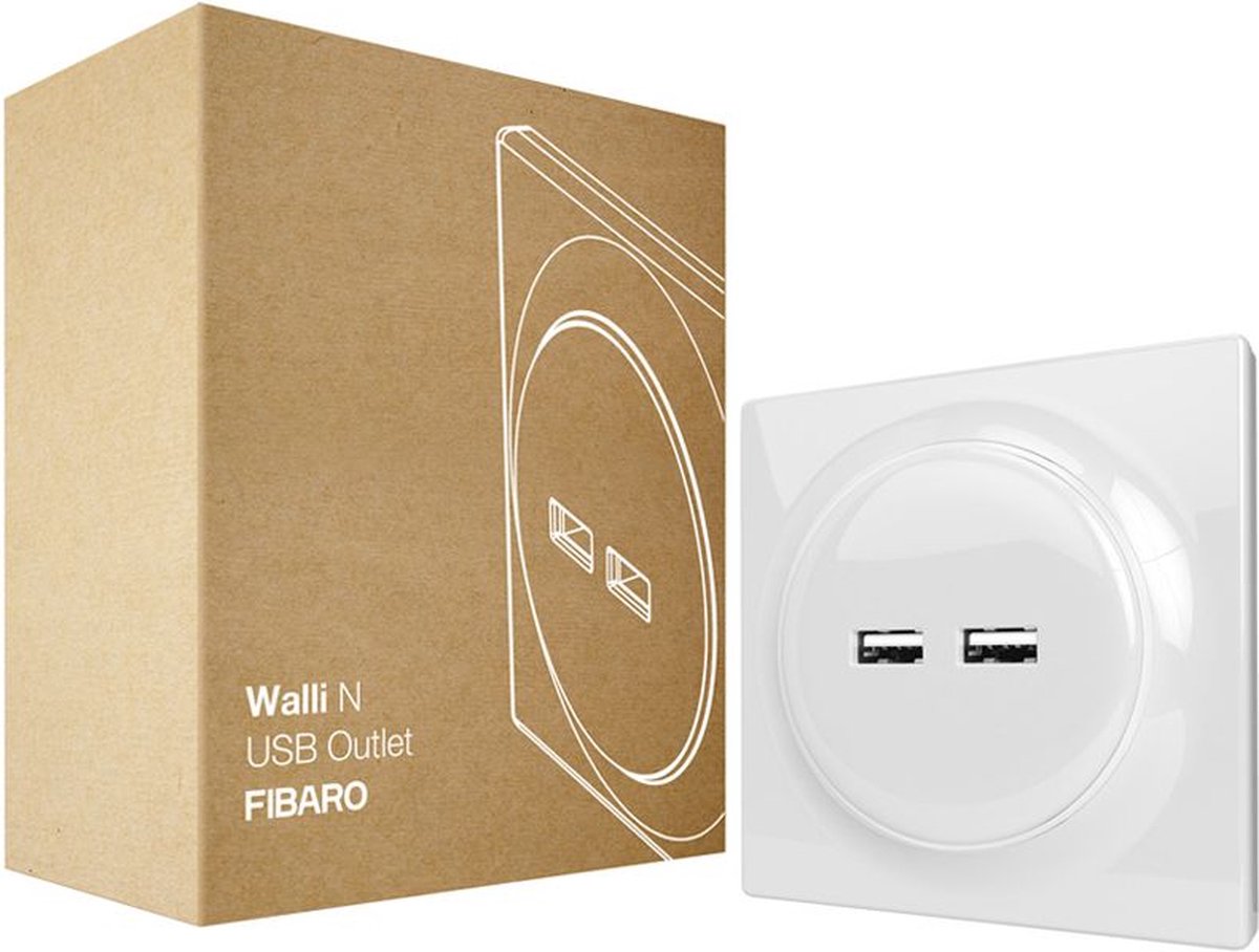 Fibaro walli n usb - hvid