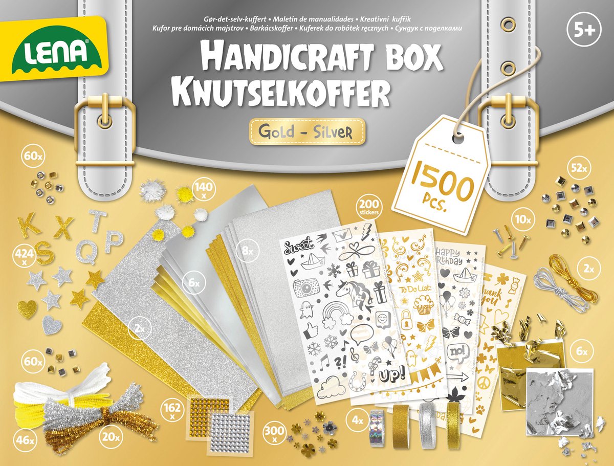 Lena creative jumbo craft taske guld sølv 1500 dele