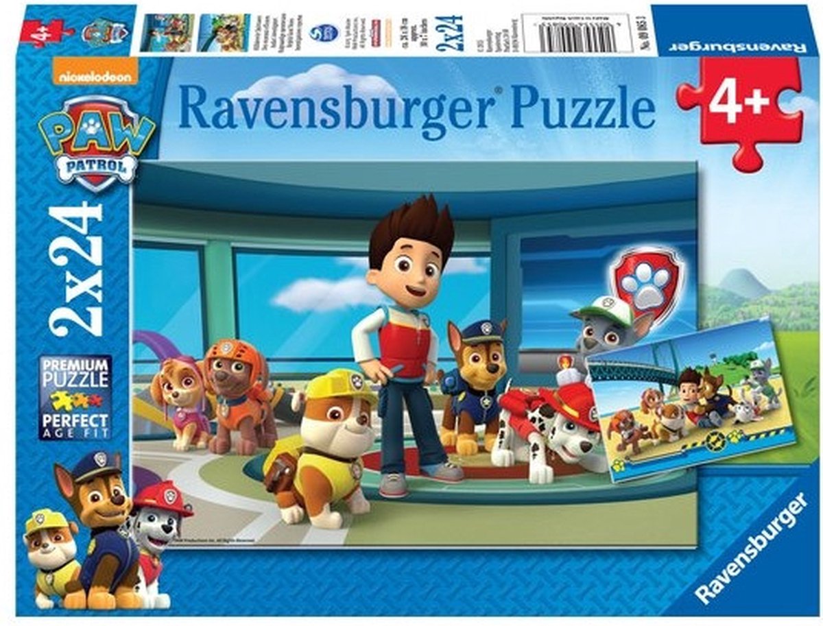 Ravensburger puslespil pote patrulje: hjælpsomme detektiver - 2x24 brikker - børns puslespil