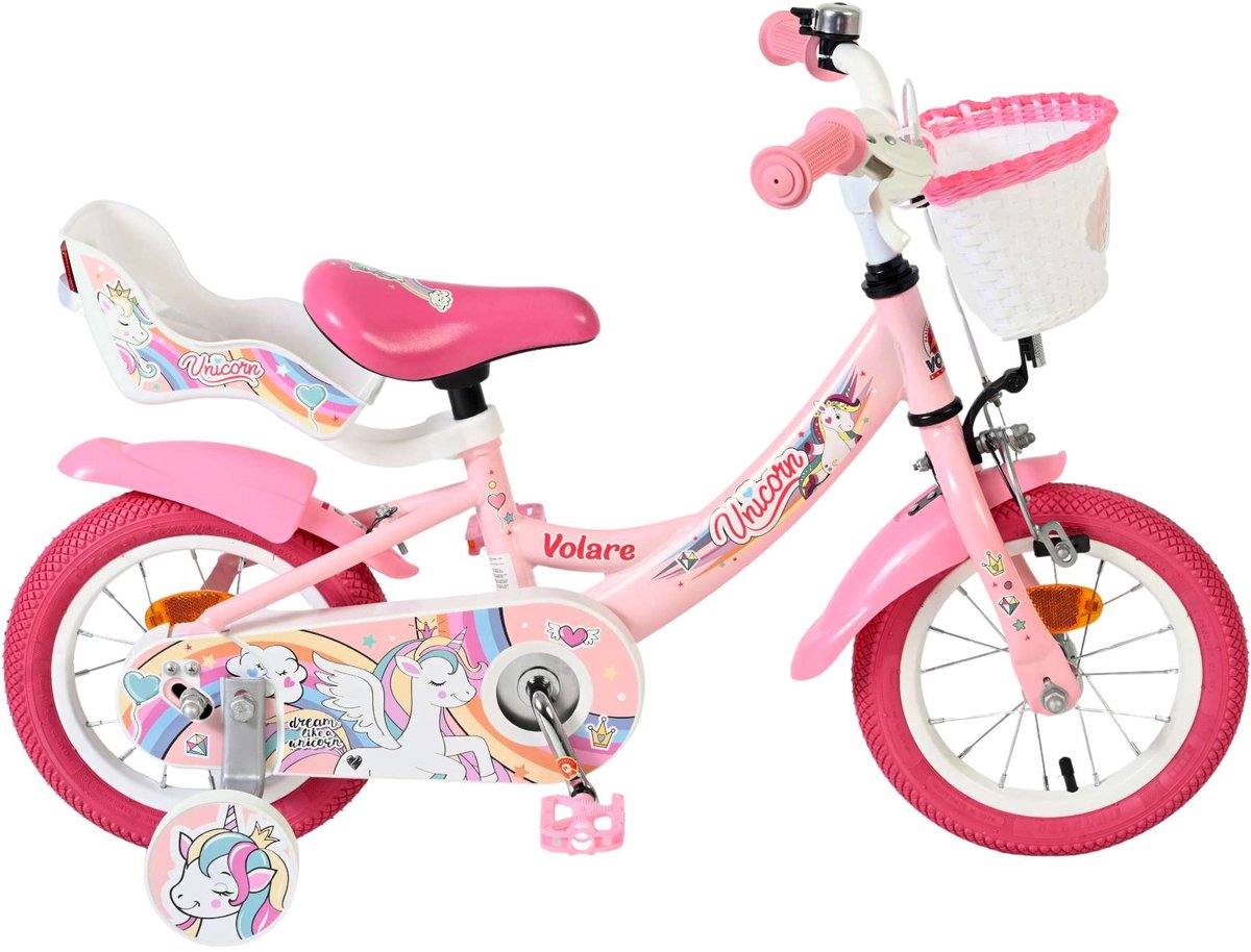 Volare enhjørning børnecykel - piger - 12 tommer - pink