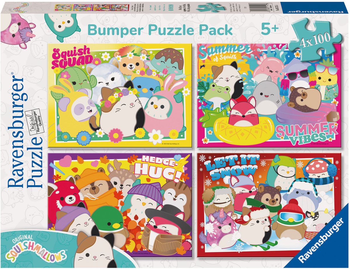 Ravensburger squishmallows puslespil 4-i-1, 100 brikker