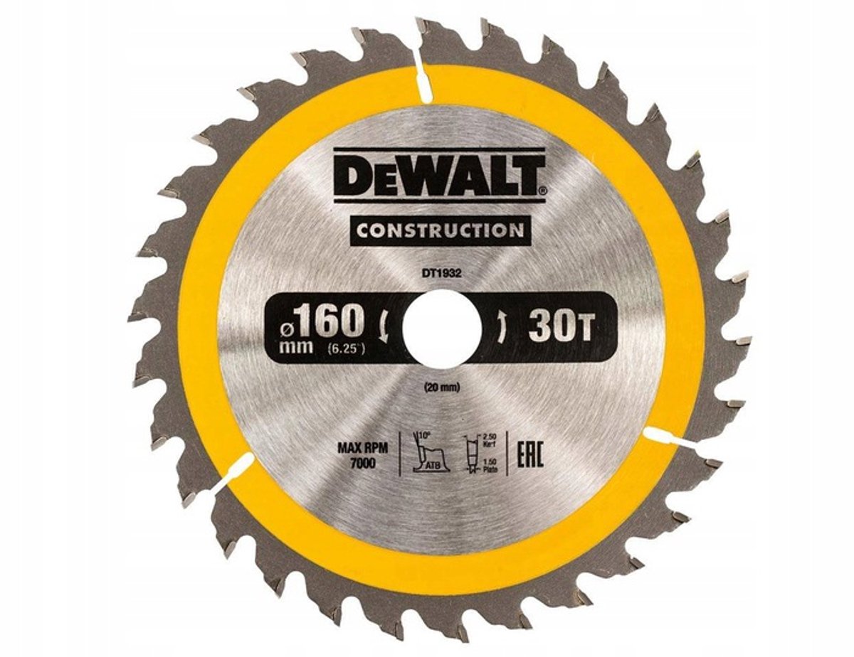 Dewalt konstruktion - rundsavklinge - 165mm - 18t - til træ og kompositter