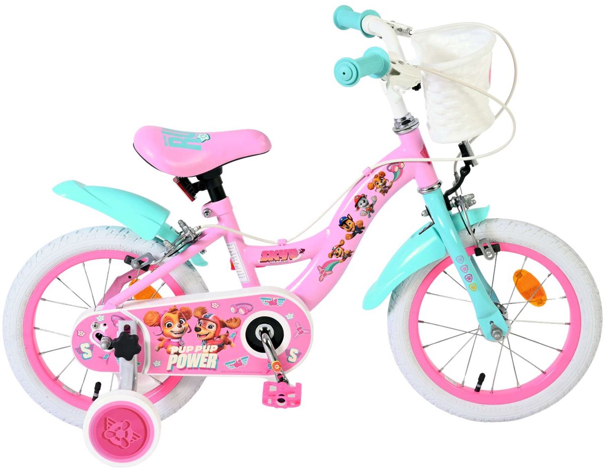 Volare paw patrol børnecykel - piger - 14 tommer - pink - to håndbremser