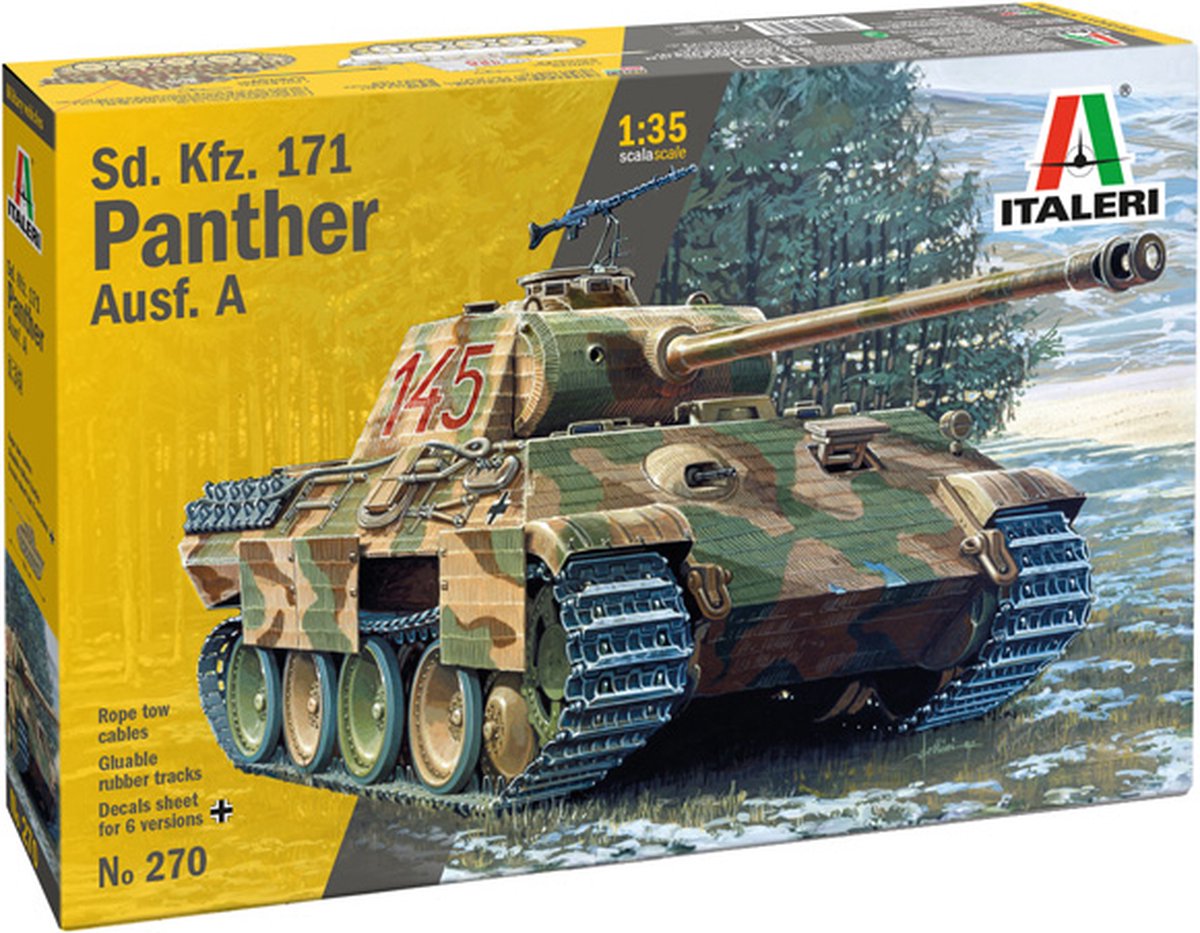 Italeri modelsæt militærkøretøjer - 0270 sd.kfz. 171 panter ausf. en plastik - 1:35 - modelfremstilling