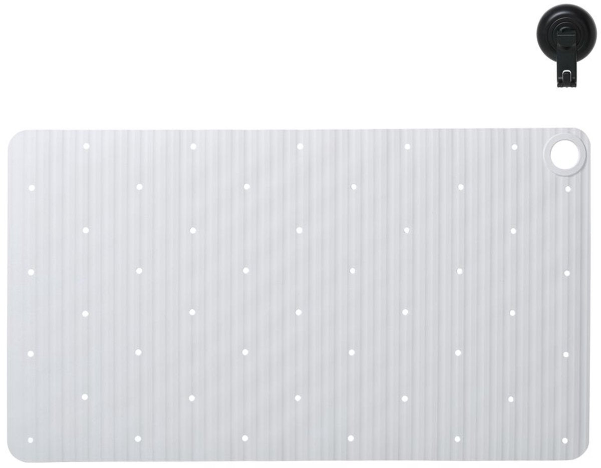 Sealskin ribb - antislip badmat 40x70 cm - wit - inclusief zwarte haak
