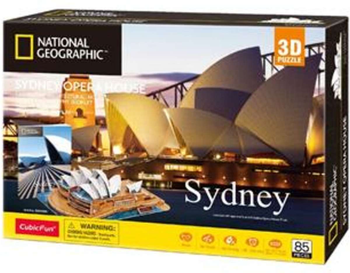 Cubic fun national geographic 3d puslespil sydney opera house - arkitektur - 128 brikker