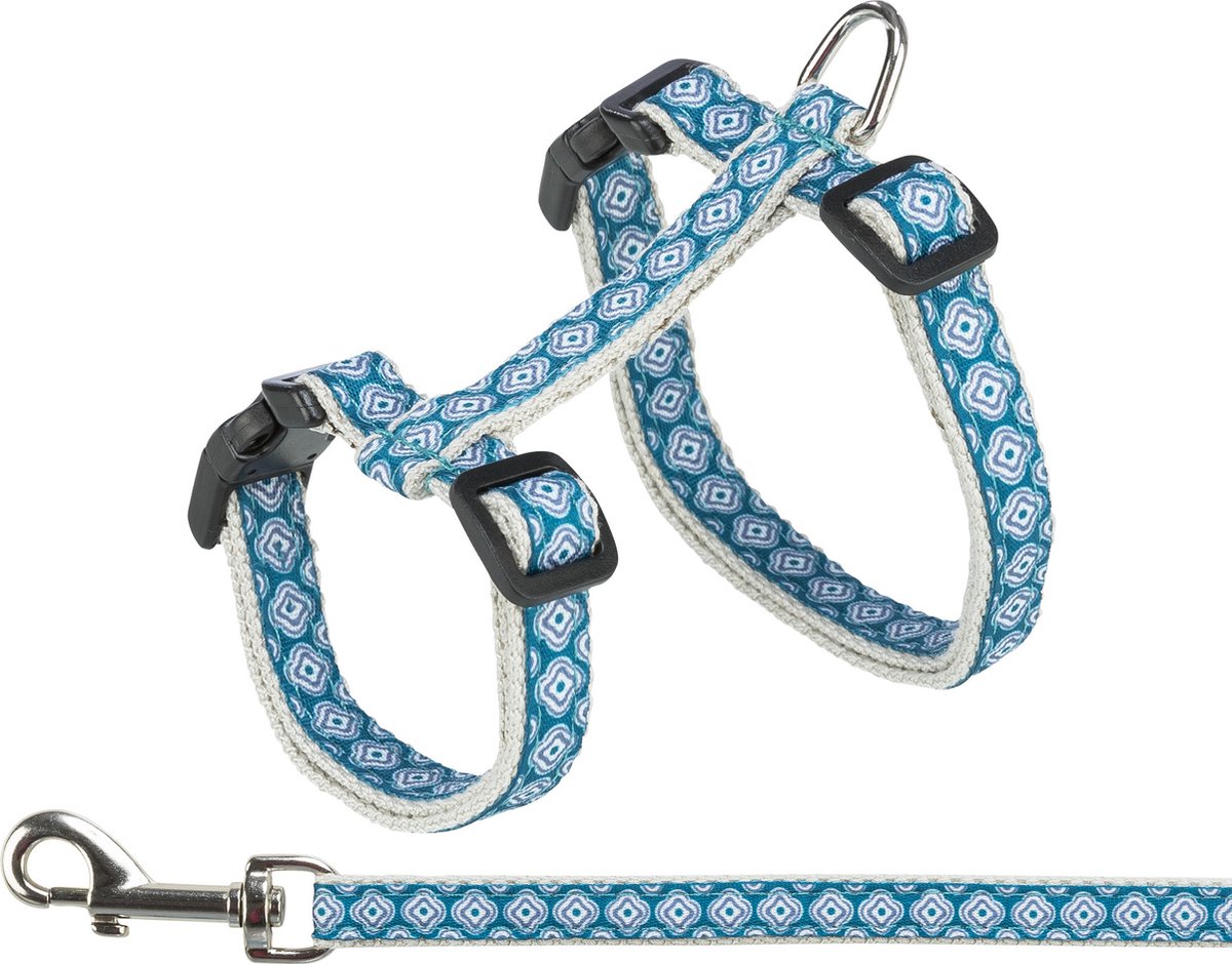 Trixie - kattesele med snor - gråblå - 27-45 cm 1 cm - 120 cm