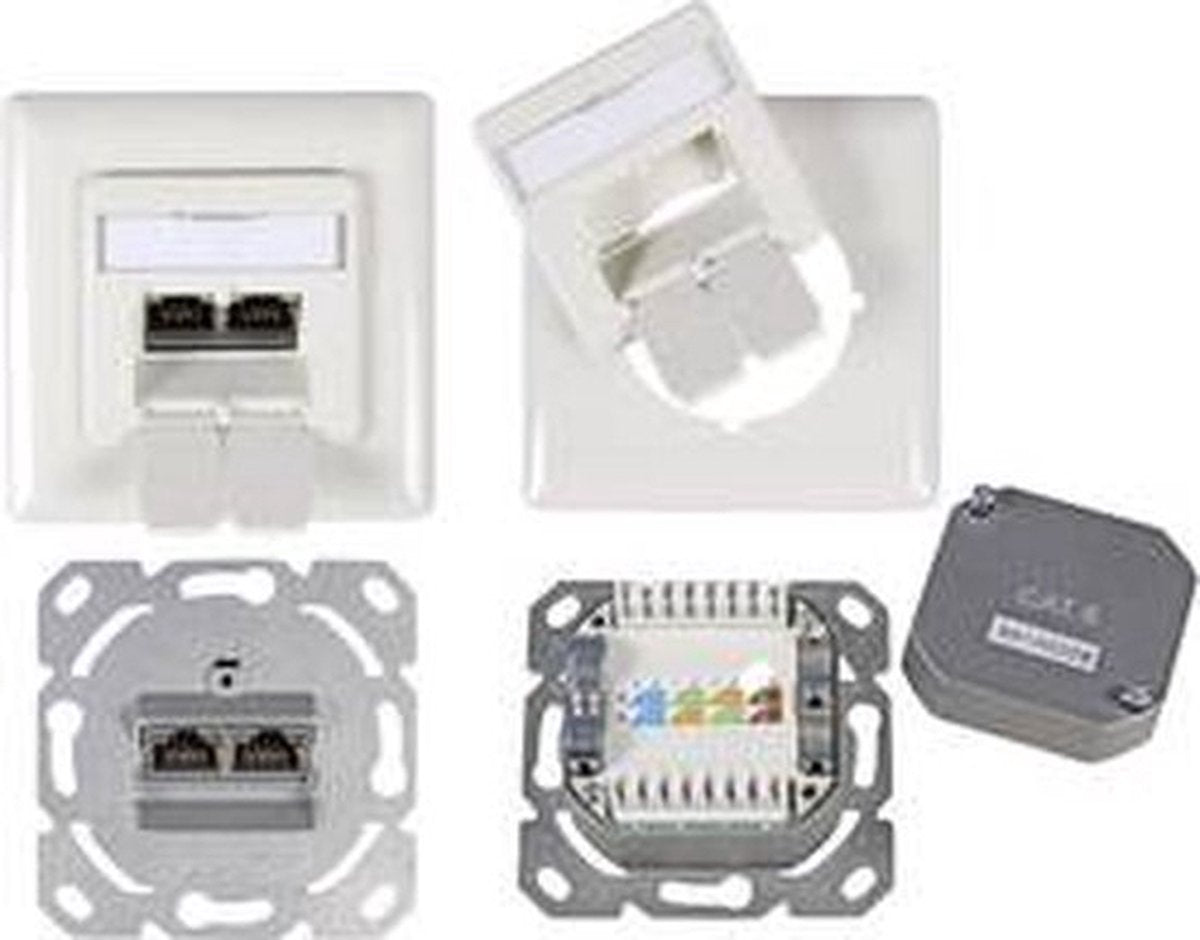 EFB Elektronik vægstikkontakt Cat6 planmonteret skærmet 2 x RJ45 40° drejelig hvid